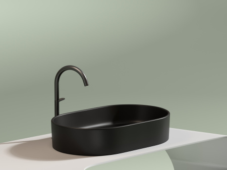 Умывальник чаша накладная овальная Ceramicanova Element 608*385*122мм, Черный матовый, CN6048MB