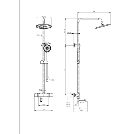 Душевая система с термостатом WONZON & WOGHAND, Хром (WW-B3047-A1-CR)