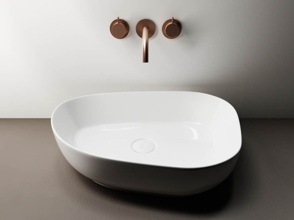 Умывальник чаша накладная ассиметричной формы Ceramicanova Element 550*400*140мм, Белый, CN5003