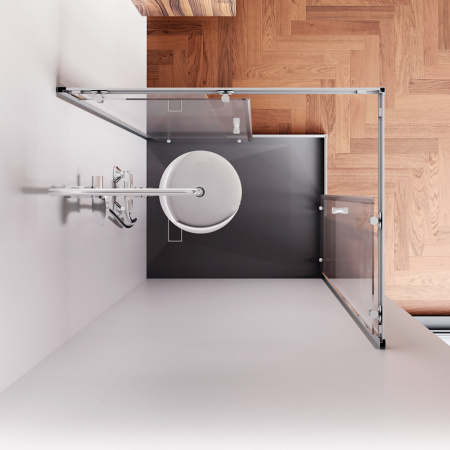 W87G-403-10080-MT Sunny Душевое ограждение AM.PM прямоугольное, раздвижн двери 100x80 серебро,стекло прозрачн