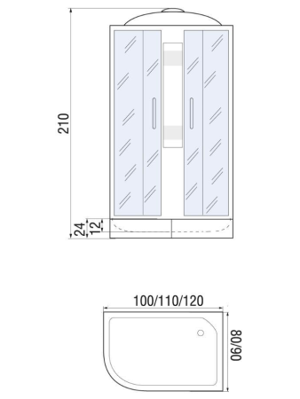 Душевая кабина River NARA 120/80/24 R MT 1200х800х2100мм