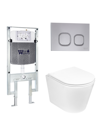 Комплект инсталляции с унитазом Weltwasser AMBERG 497 ST + SALZBACH 043 GL-WT + AMBERG RD-CR
