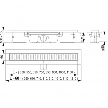 Душевой трап AlcaPlast APZ1S-1150