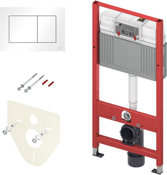 Комплект инсталляции TECEbase kit с белой кнопкой и подвесной безободковый унитаз Lekvo с тонким сиденьем для подвесного унитаза "soft-close" (520*340)