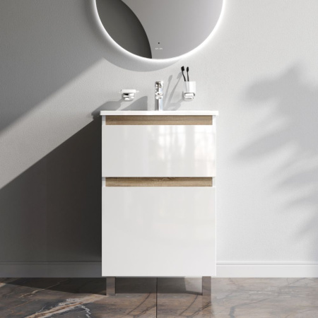 M85AFSX0552WG X-Joy База под раковину AM.PM, напольная, 55 см, 2 ящика, белый глянец