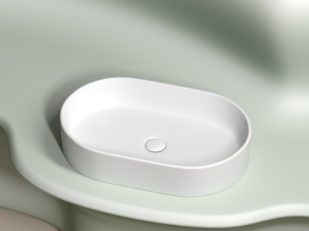 Умывальник чаша накладная овальная Ceramicanova Element 608*385*122мм, Белый матовый, CN6048MW