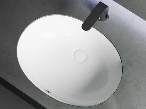 Умывальник овальный встраиваемый под столешницу Ceramicanova Element 560*420*195мм, с крепежом и шаблоном для установки, Белый, CN6043