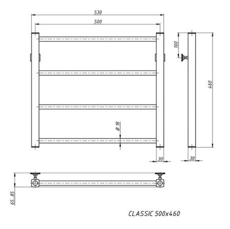 Полотенцесушитель Stinox Classic водяной 50x50