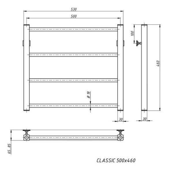 Полотенцесушитель Stinox Classic водяной 50x50