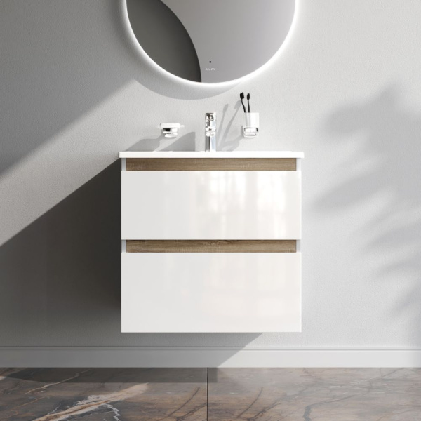 M85AFHX0652WG X-Joy База под раковину AM.PM, подвесная, 65 см, 2 ящика, белый глянец