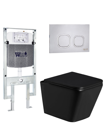 Комплект инсталляции с унитазом Weltwasser AMBERG 497 ST + GELBACH 043 GL-BL + AMBERG RD-MT CR