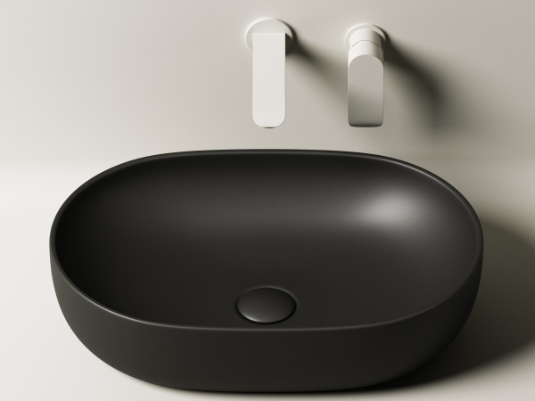 Умывальник чаша накладная овальная Ceramicanova Element 600*415*135мм, Черный матовый, CN6047MB