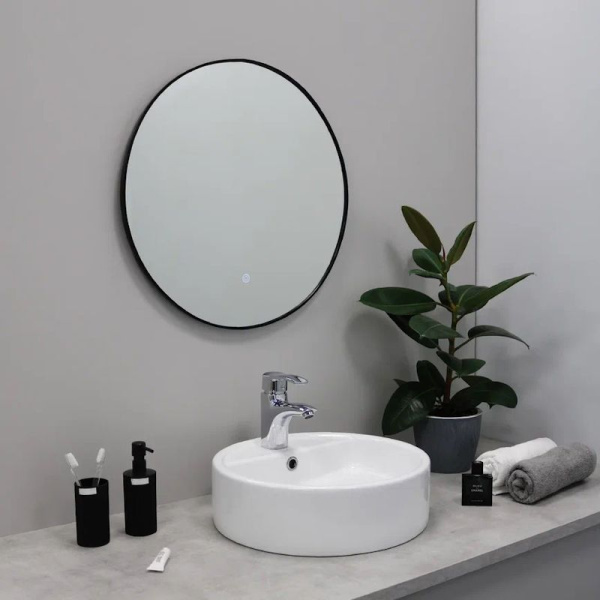 Зеркало с подсветкой LED Fixsen FX-1080B круглое 80х80 см, черное