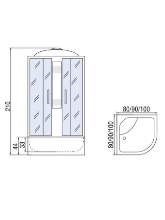 Душевая кабина МОНОМАХ МОНОМАХ 90/44 С МЗ 900х900х2100мм