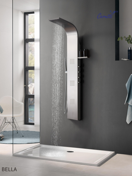 Панель BELLA душевая из нержавеющей стали с форсунками Ceruttispa CT11128, цвет хром