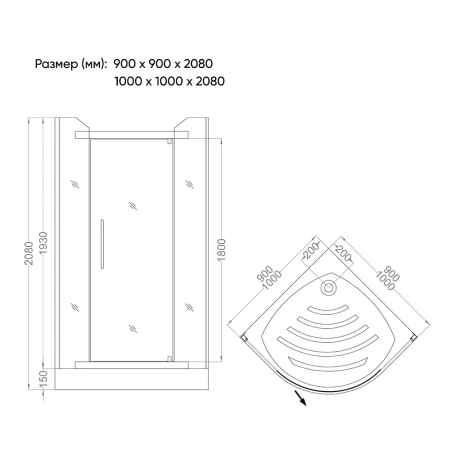 Душевой угол Veconi Rovigo RV-06, 900x900x2000, хром, стекло прозрачное, RV06-90PL-01-19C1