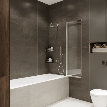 Шторка на ванну Benetto BEN_801_SL_C Slide Open 1500х900 4673735604605 прозрачное стекло, хром полированный