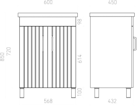 Тумба напольная Laparet Novus 60 под умывальник Cersanit Como 60, белый глянец, LN-WFCAB-60-01