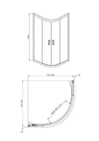 Душевое ограждение Adema Glass Line 80 прозрачное