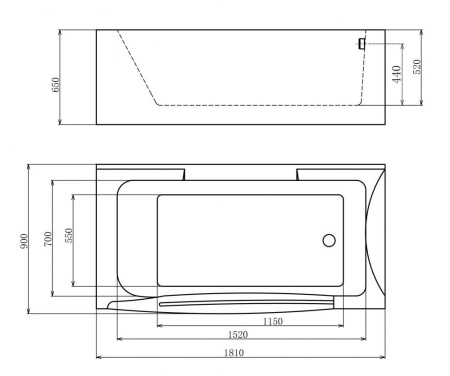 Акриловая ванна Gemy G9055 O R