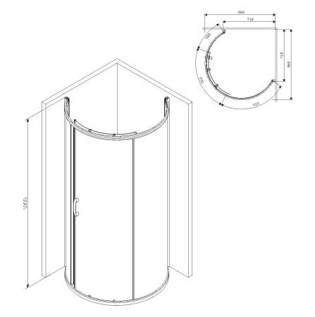 Душевое ограждение AM.PM Like W83G-333-095CT 95x95 см, без поддона