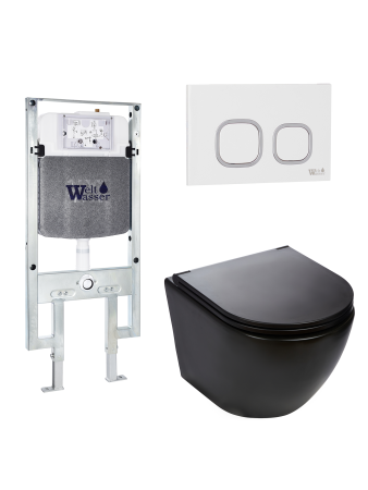 Комплект инсталляции с унитазом Weltwasser AMBERG 497 ST + MERZBACH 043 MT-BL + AMBERG RD-WT