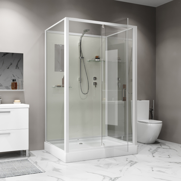 Душевая кабина Niagara Standart ST120/90/15Q/BK (120х90х200) прямоугольник,поддон 15см,распашная,проф.белый,без крыши
