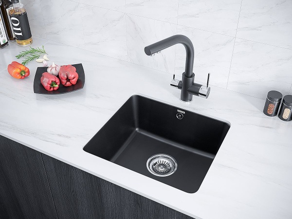 Мойка Paulmark UNTER 50 PM204543-BL 435х455х185 мм, IT-GRANIT, черный