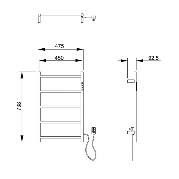 Полотенцесушитель электрический WONZON & WOGHAND, Темный графит (WW-AL405-GM)