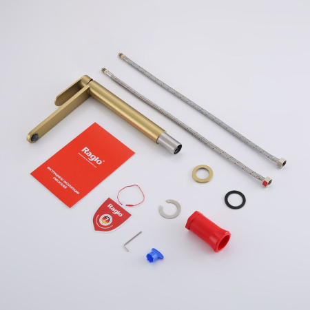 Смеситель для раковины высокий Raglo R10.15.03, золотой сатин