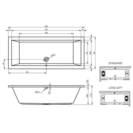 Ванна Riho Lusso 190x80