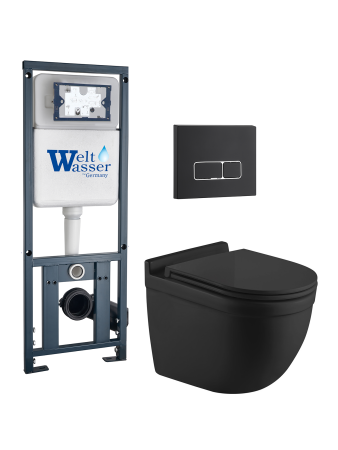 Комплект инсталляции с унитазом Weltwasser MARBERG 410 + HEIMBACH 043 MT-BL + MAR 410 SE MT-BL