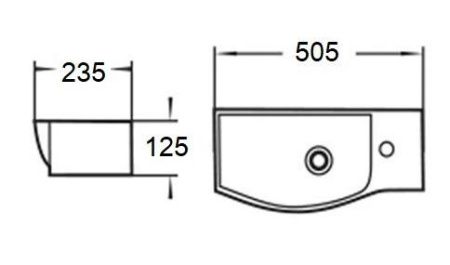 Раковина подвесная WeltWasser WW AISBACH 7950 GL-WT R глянцевая белая 505х235х125 мм