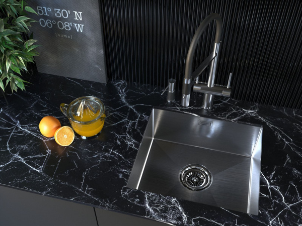 Мойка Paulmark ALLER 48 UNI PM804844-BS 440х480х200 мм, нержавеющая сталь AISI 304, брашированная нерж.сталь