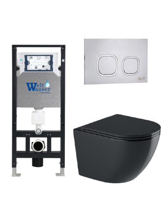 Комплект инсталляции с унитазом Weltwasser AMBERG 506 + MERZBACH 043 GL-BL + AMBERG RD-MT CR