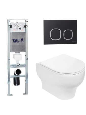 Унитаз с инсталляцией WeltWasser AMBERG 350 ST + ERLENBACH 004 GL-WT + AMBERG RD-BL