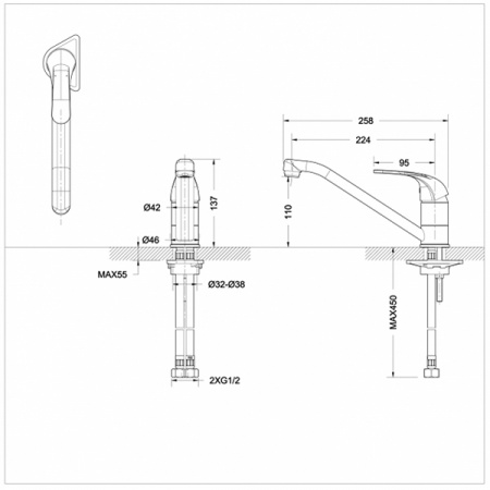 Смеситель для мойки Bravat FIT F7135188CP-RUS