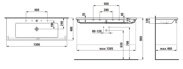 Умывальник Laufen Living Square 8164360001091 130x48x12