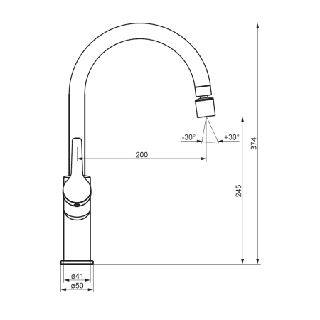 310722000 Eclipse, Смеситель для кухни Damixa с двухрежимным регулируемым аэратором, хром