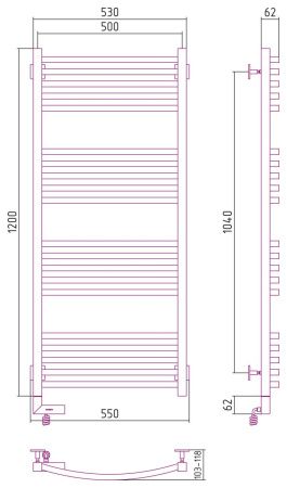 Полотенцесушитель Сунержа Аркус 2.0 1200x500 правый 00-5605-1250