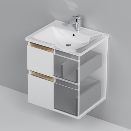 M85AFHX0552WG X-Joy База под раковину AM.PM, подвесная, 55 см, 2 ящика, белый глянец