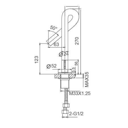 Смеситель для раковины WONZON & WOGHAND Loop, Черный матовый (WW-111-00-508)