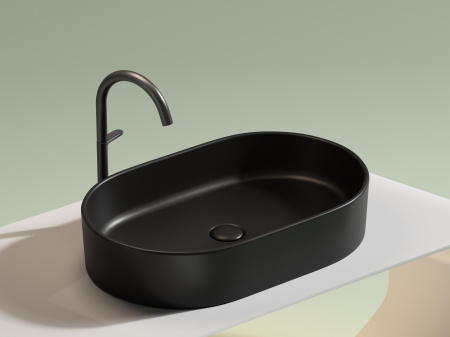 Умывальник чаша накладная овальная Ceramicanova Element 608*385*122мм, Черный матовый, CN6048MB