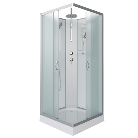 Душевая кабина Niagara Classic NG-1101-14BKT (90х90х210) низкий поддон(13см),стекло матовое,3 места с полкой