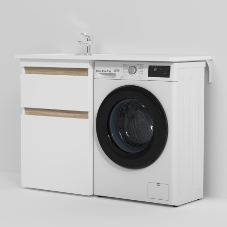 M85AWPL1201WG X-Joy, Раковина над стиральной машиной AM.PM, литьевой мрамор, левая, 120 см, белый глянец