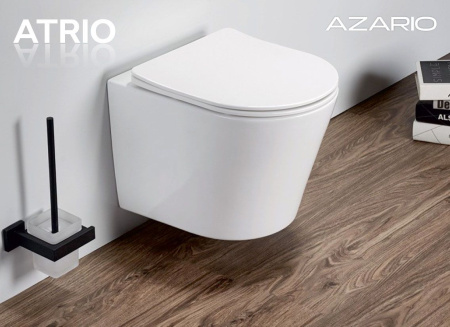 Унитаз подвесной Azario Atrio 490x365x360 безободковый, с сиденьем микролифт, белый (AZ-2330)