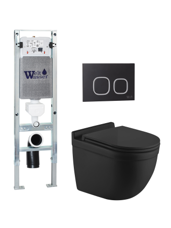 Комплект инсталляции с унитазом Weltwasser AMBERG 350 ST + HEIMBACH 043 MT-BL + AMBERG RD-BL