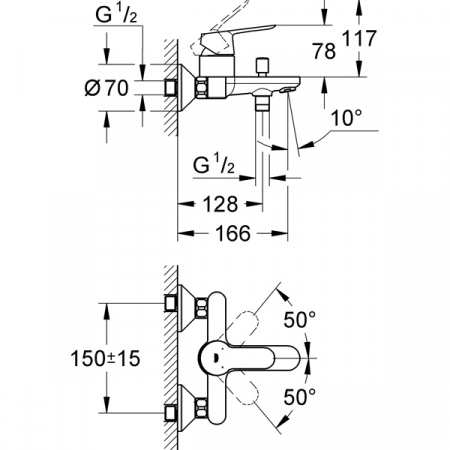 Смеситель для ванны с душем Grohe BauEdge 23334000