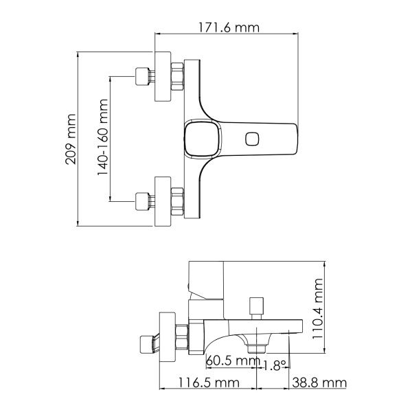 Смеситель для ванны Wasserkraft Naab 8601 с коротким изливом