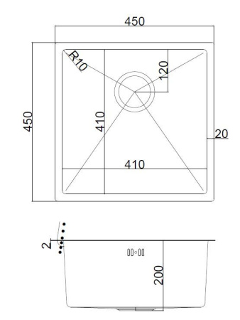 Мойка ARFEKA AF 450*450 SATIN NANO